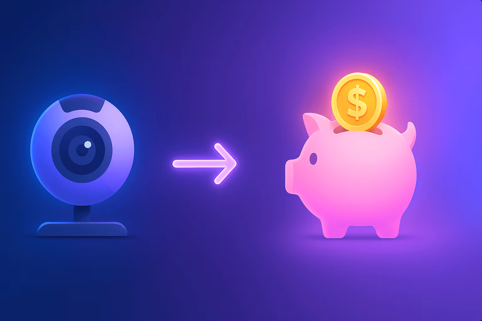 Creator comparing the best cam sites on a laptop next to a ring light and webcam