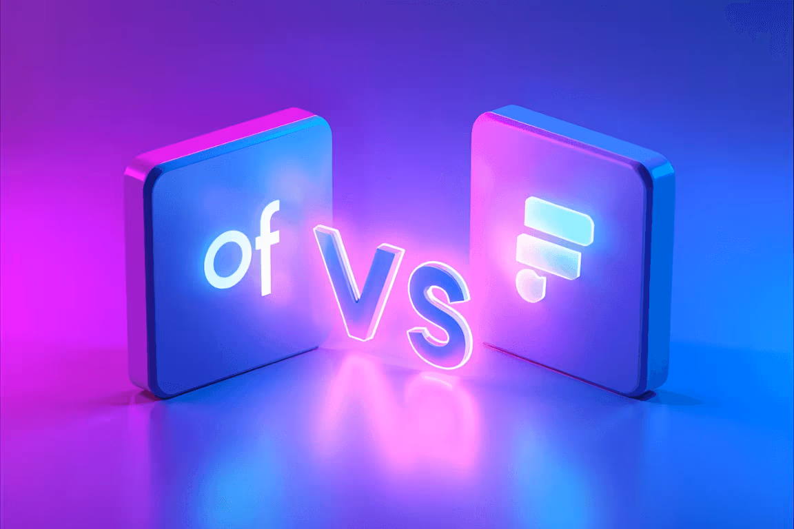 Creator comparing Fanfix and OnlyFans subscription platforms side by side on a phone and laptop