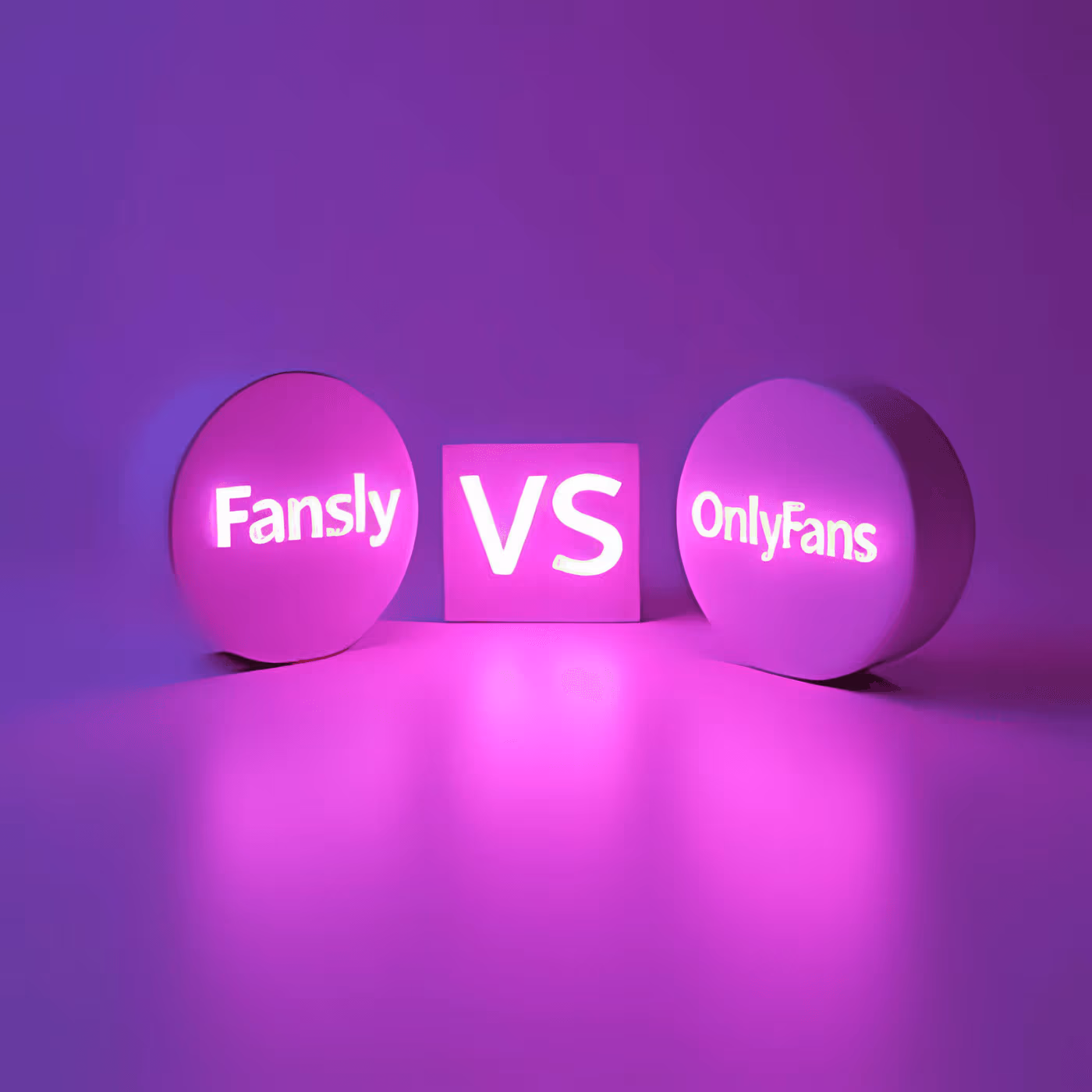 Creator weighing Fansly against OnlyFans with feature checklists displayed on two screens