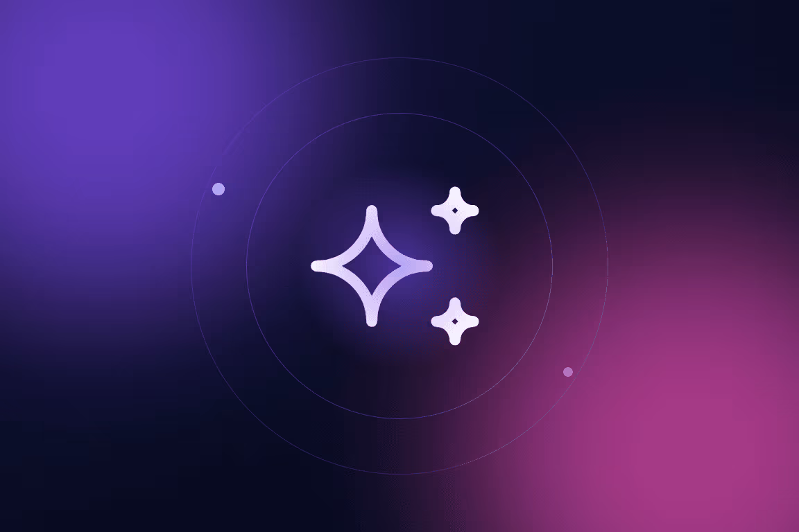 Illustration of AI sparkles inside concentric rings, standing for an assistant at work.