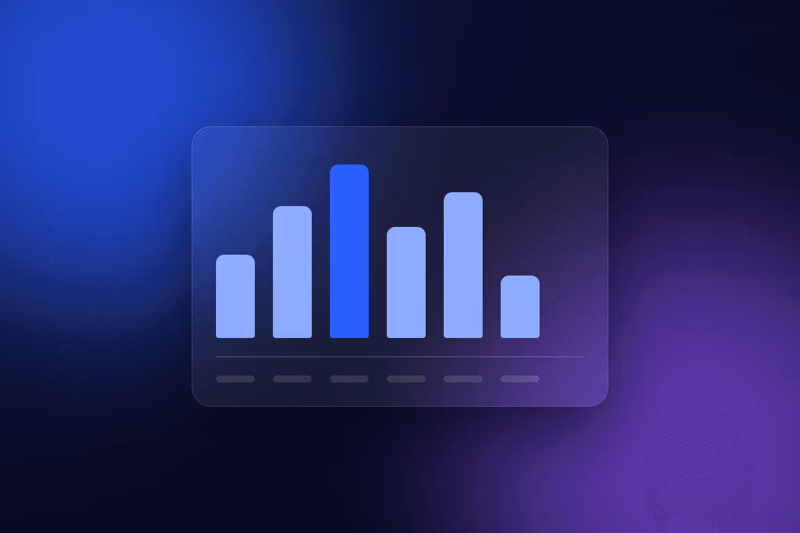 Illustration of a bar chart card showing creator earnings at a glance.