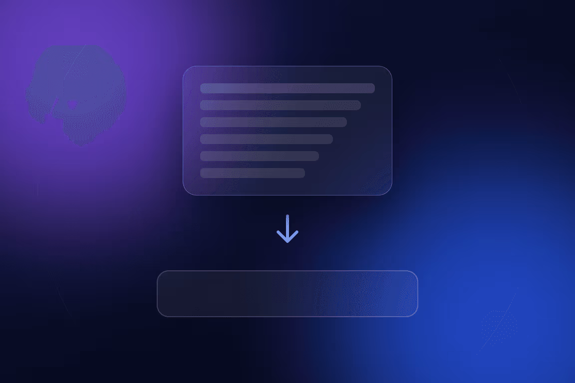 Illustration of a block of data with an arrow pointing down to an empty export file.
