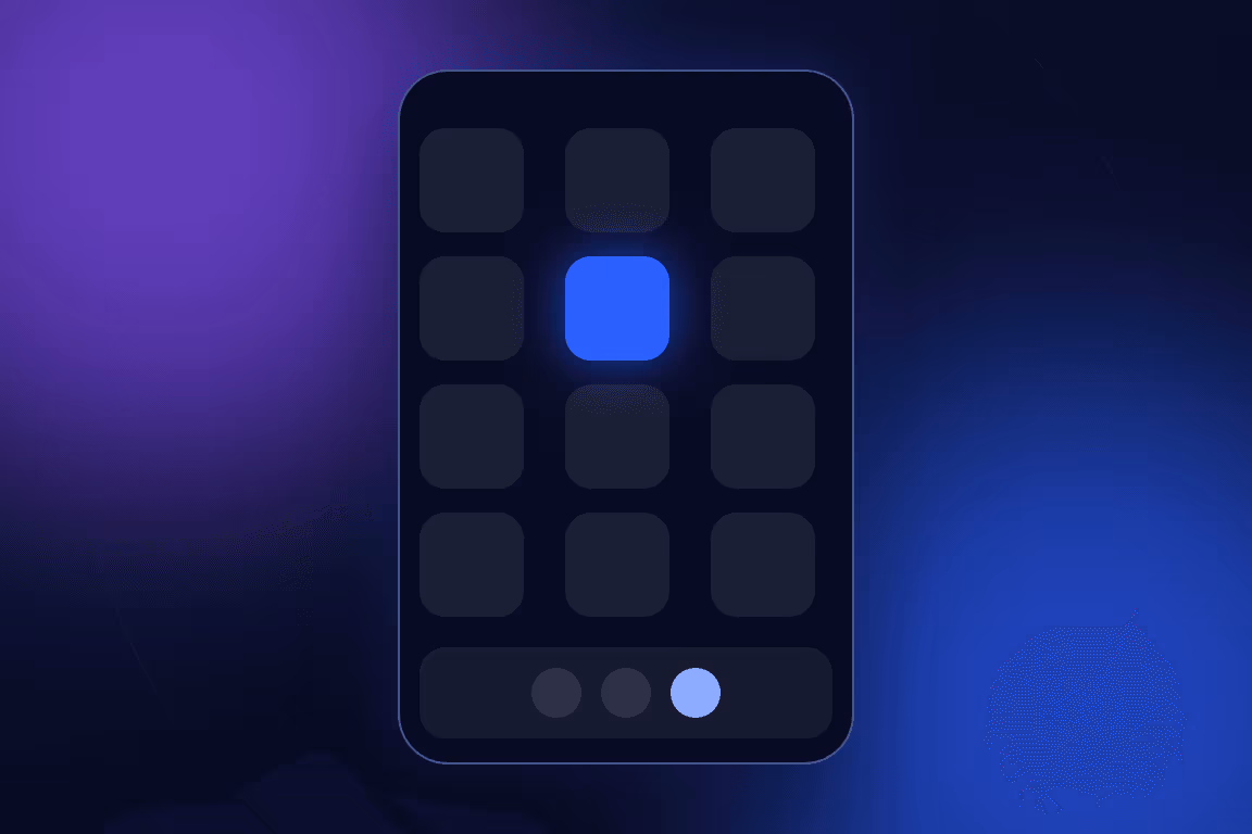 Illustration of an Android home screen with one app highlighted and navigation dots below.
