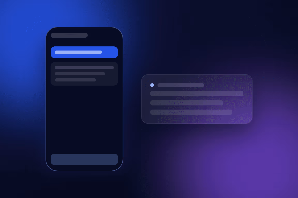 Illustration of a phone showing a highlighted row, with an answer card floating beside it.