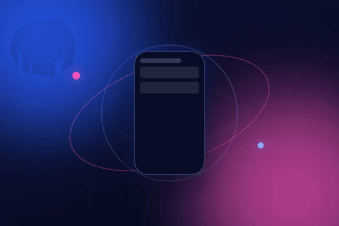 Illustration of a phone inside an orbiting globe outline, showing work carried across time zones.